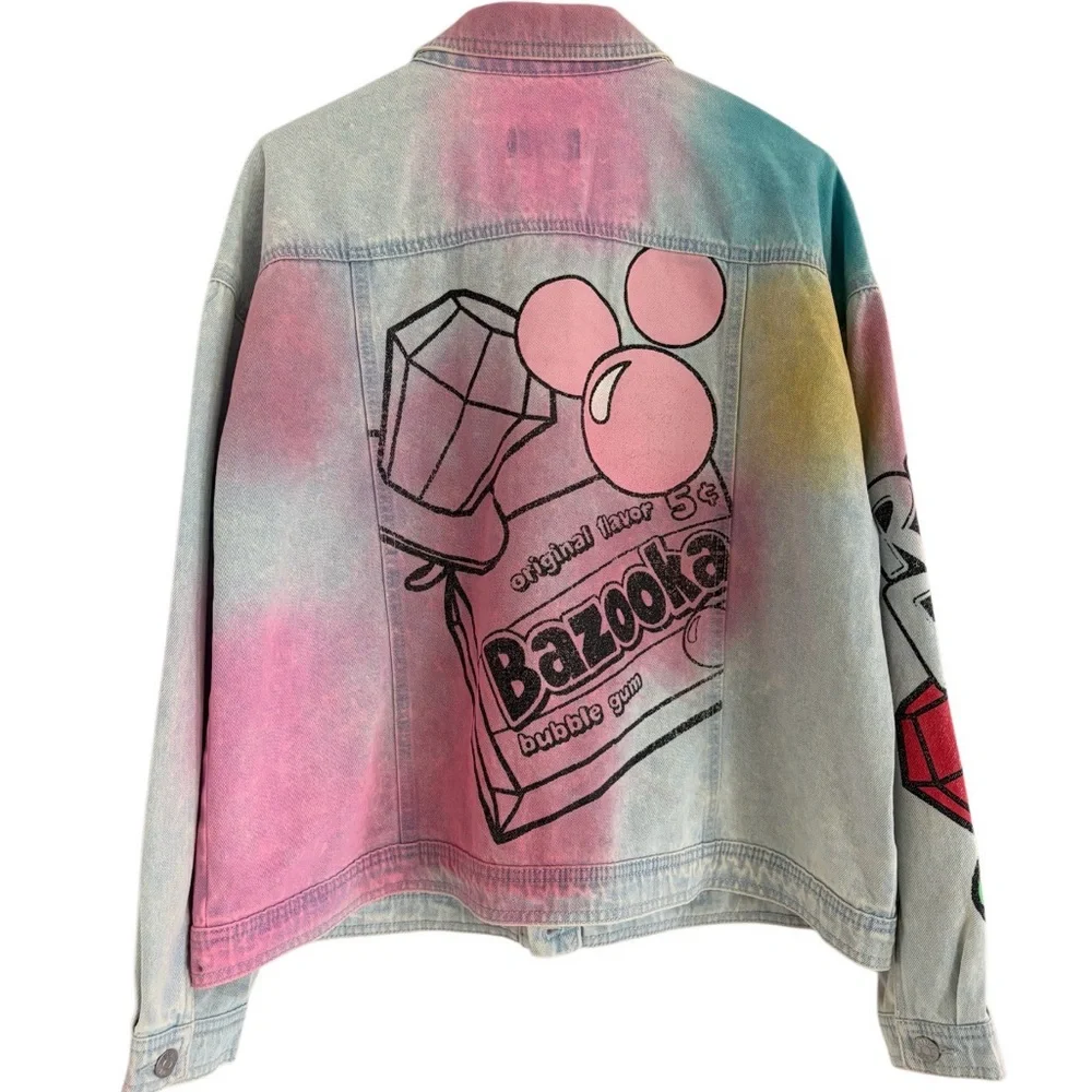 Justice Girl’s Ring Pop Bazooka Collab Denim Jean Jacket Size XL Plus 16-18